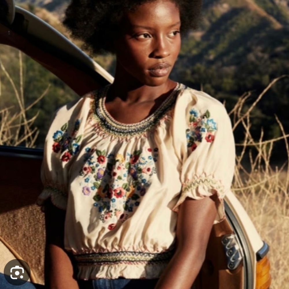 Doen Embroidered Silk Blouse